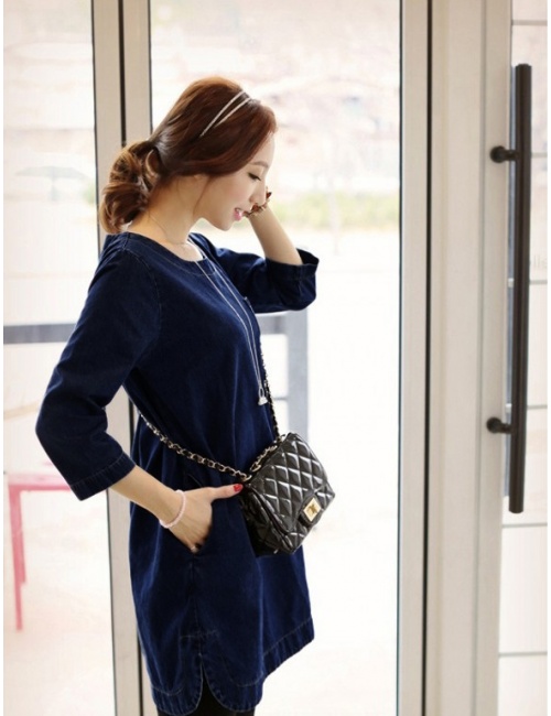 Đầm Jean Túi Ngực Tay Lở Trẻ Trung - D2996