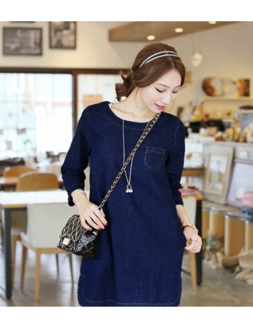 Đầm Jean Túi Ngực Tay Lở Trẻ Trung - D2996