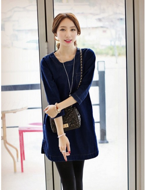 Đầm Jean Túi Ngực Tay Lở Trẻ Trung - D2996