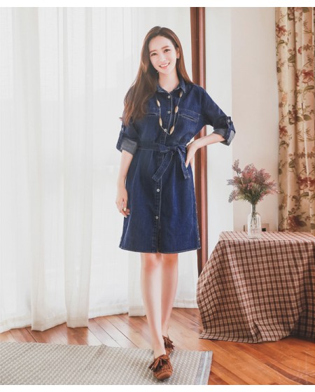 Đầm Denim Thắt Nơ Eo Cá Tính - D6107