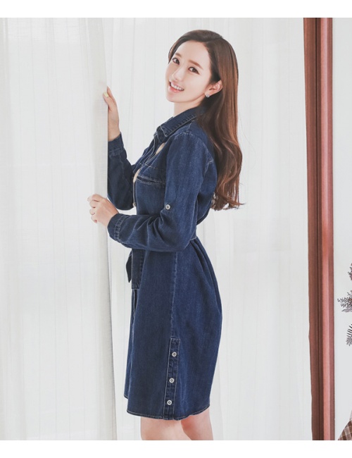 Đầm Denim Thắt Nơ Eo Cá Tính - D6107