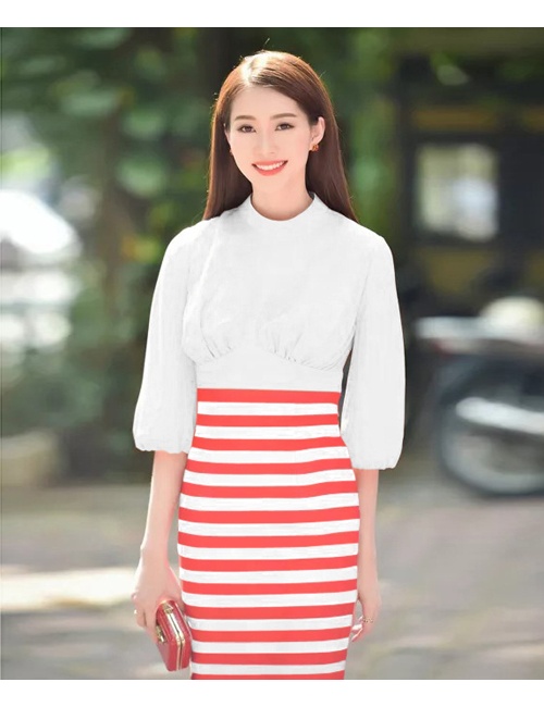 Đầm Phối Sọc Đỏ - D9077