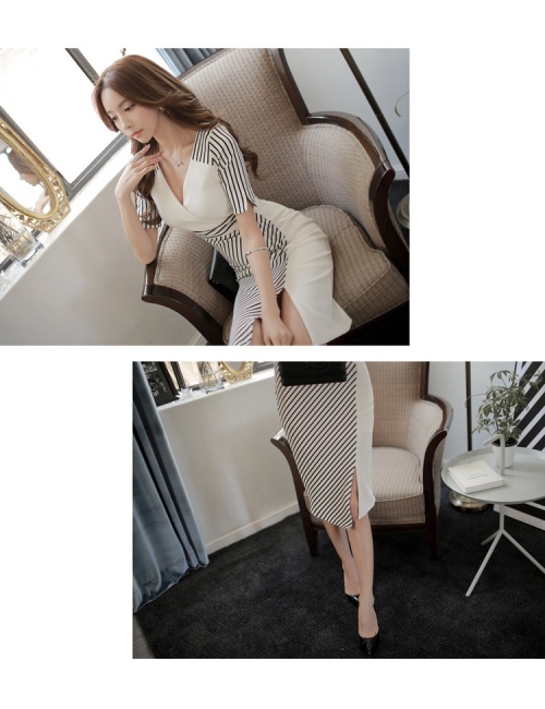 Đầm ôm tay lỡ phối sọc xinh xắn - 1034
