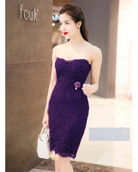 Đầm Ren Cúp Ngực Đính Hoa Hồng Eo - 2002