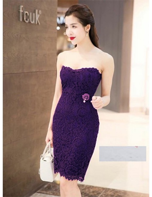 Đầm Ren Cúp Ngực Đính Hoa Hồng Eo - 2002