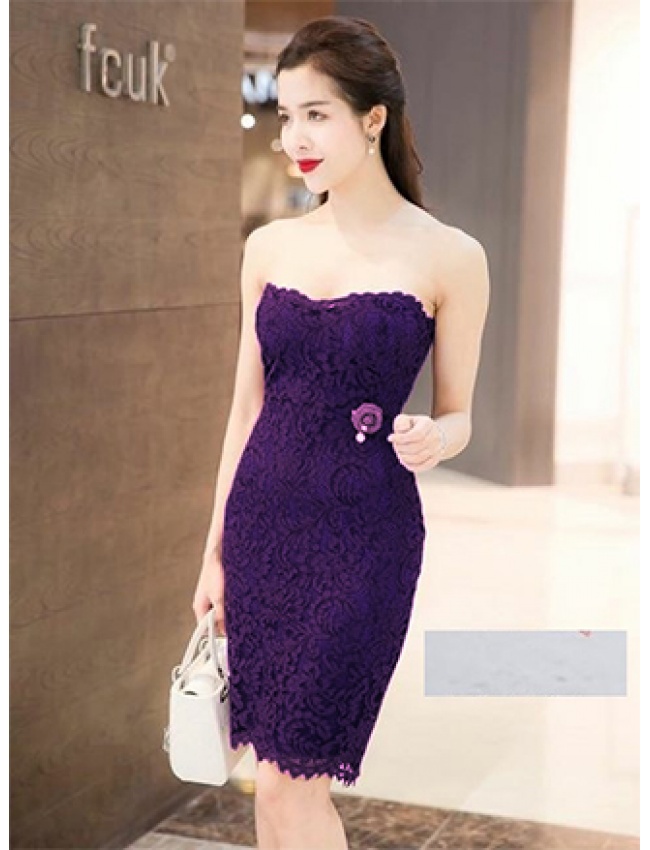 Đầm Ren Cúp Ngực Đính Hoa Hồng Eo - 2002