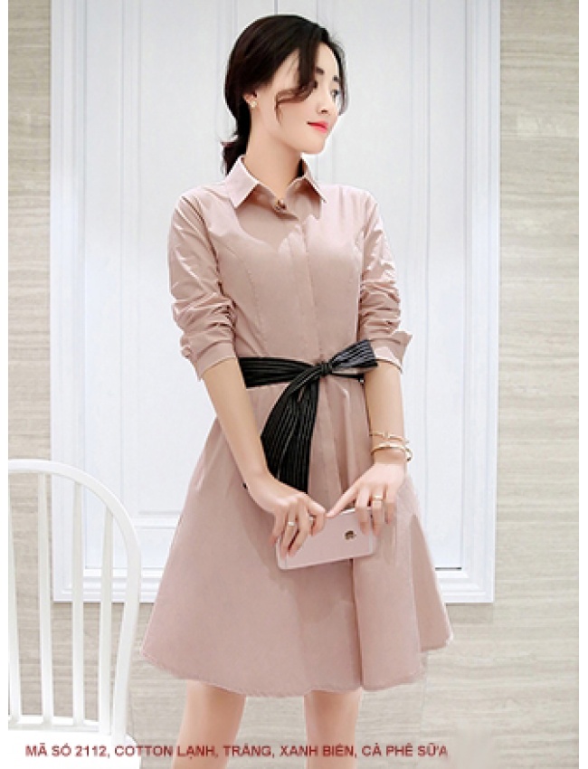 Đầm Xòe Cột Nơ Eo Tay Lỡ - 2113