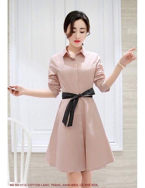 Đầm Xòe Cột Nơ Eo Tay Lỡ - 2113