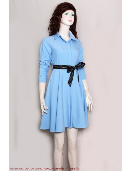 Đầm Xòe Cột Nơ Eo Tay Lỡ - 2113