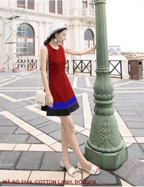 Đầm Xòe Phối 3 Màu - 2115