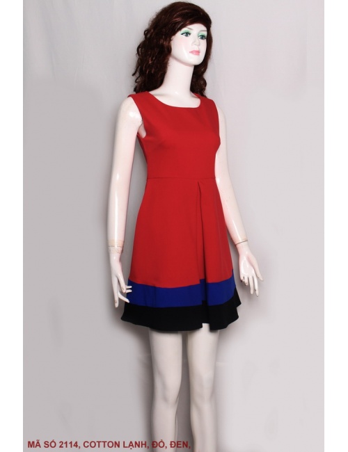 Đầm Xòe Phối 3 Màu - 2115