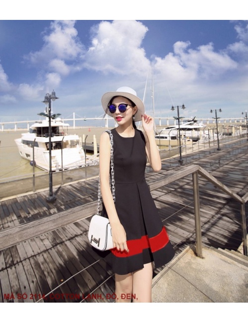 Đầm Xòe Phối 3 Màu - 2115