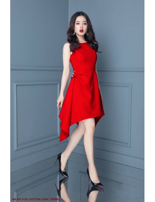 Đầm Sát Nách Lai Nhọn Phối Kiểu - 2132