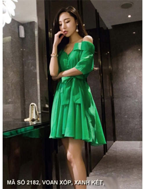 Đầm Xòe Thắt Nơ Eo - 2182