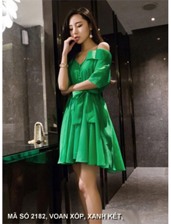 Đầm Xòe Thắt Nơ Eo - 2182