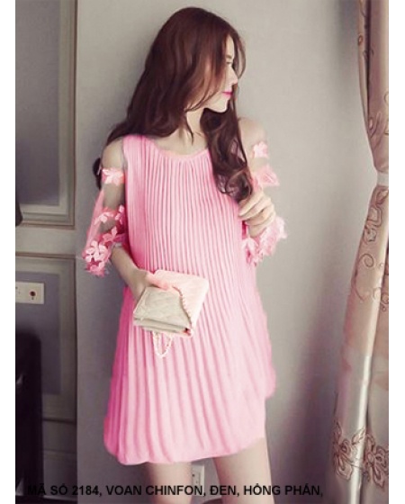 Đầm Dún Tay Lở Đính Hoa - 2184