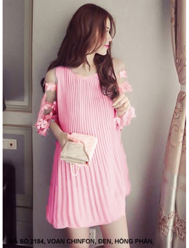 Đầm Dún Tay Lở Đính Hoa - 2184