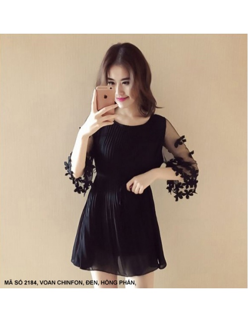 Đầm Dún Tay Lở Đính Hoa - 2184