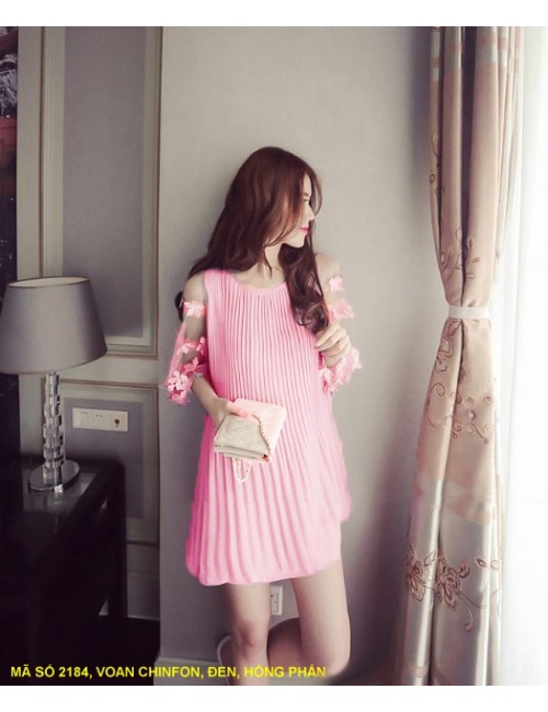 Đầm Dún Tay Lở Đính Hoa - 2184