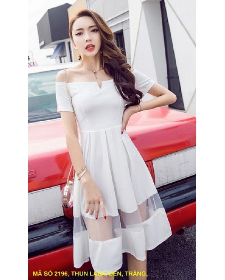 Đầm Trễ Vai Phối Lưới - 2196