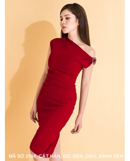 Đầu Sát Nách Cổ Xéo Đính Khoen Eo Dún - 2198