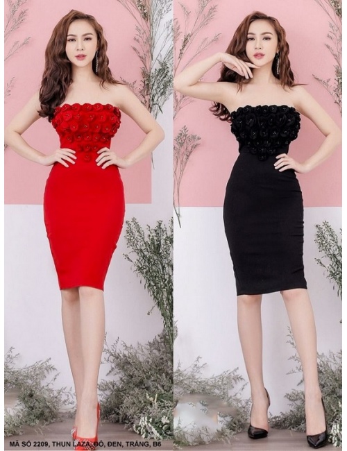 Đầm Ống Kết 30 Hoa Hồng - 2209