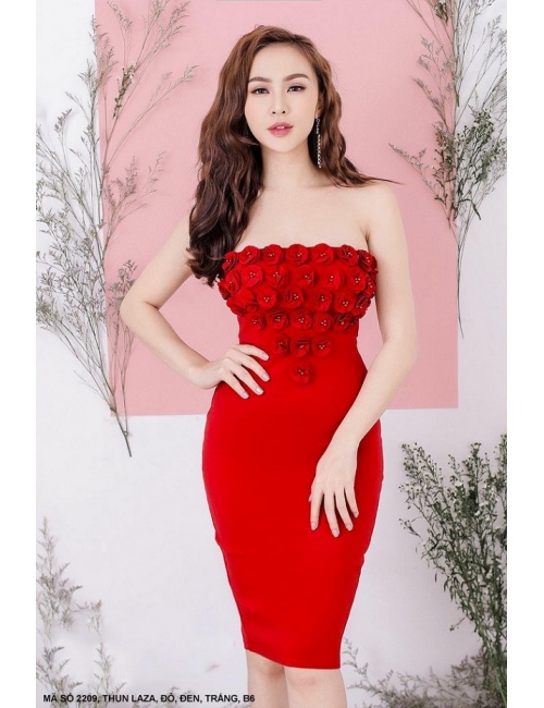 Đầm Ống Kết 30 Hoa Hồng - 2209