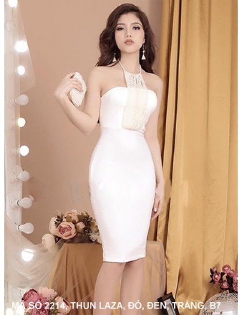 Đầm Ôm Cổ Chuỗi Ngọc Trai - 2214