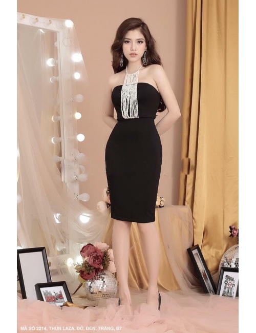 Đầm Ôm Cổ Chuỗi Ngọc Trai - 2214