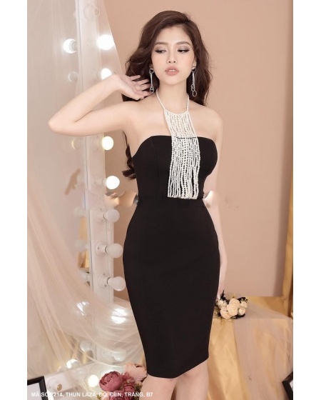 Đầm Ôm Cổ Chuỗi Ngọc Trai - 2214