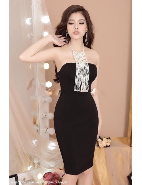 Đầm Ôm Cổ Chuỗi Ngọc Trai - 2214