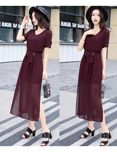 Đầm Xẻ Sọc Hai Bên Chân -D9016