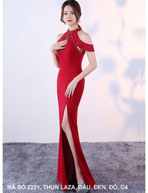 Đầm Dạ Hội Đính Hoạt Xoàn Cổ Giọt Nước - 2221