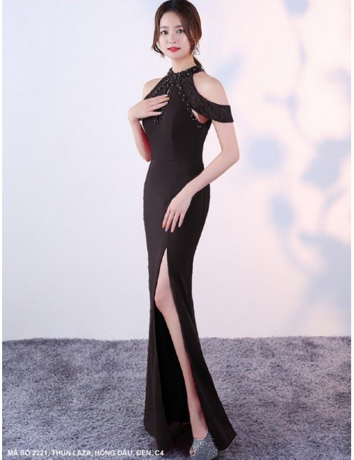 Đầm Dạ Hội Đính Hoạt Xoàn Cổ Giọt Nước - 2221