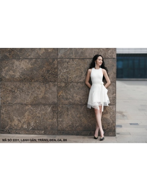 Đầm Lai Ren Cột Nơ Eo - 2231