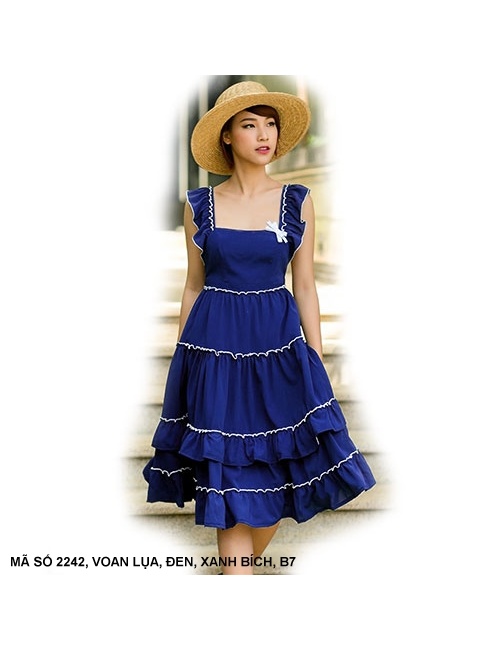 Đầm 2 Dây Cổ Vuông 4 Tầng - 2242