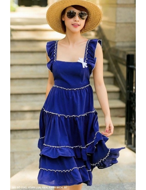 Đầm 2 Dây Cổ Vuông 4 Tầng - 2242