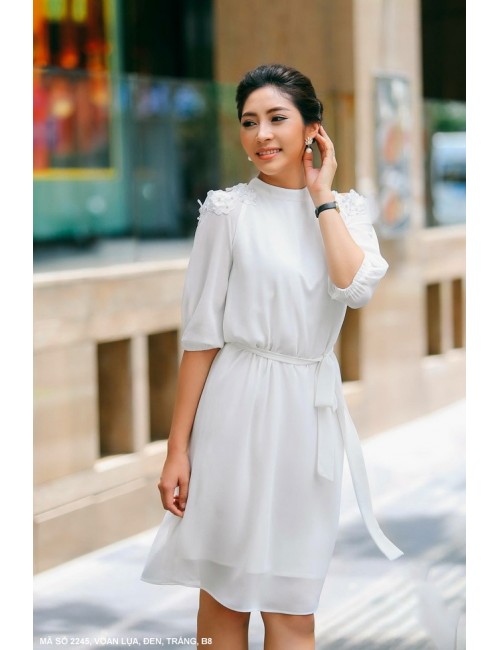 Đầm Tay Lở Dún Thắt Nơ Eo - 2245