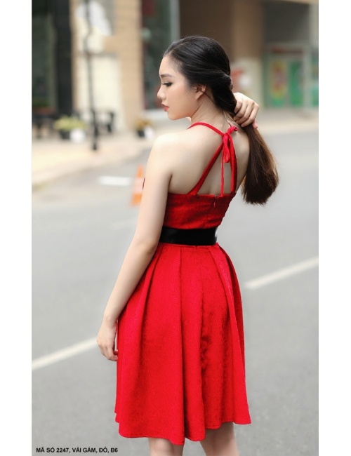 Đầm Xòe Cột Nơ Eo - 2247
