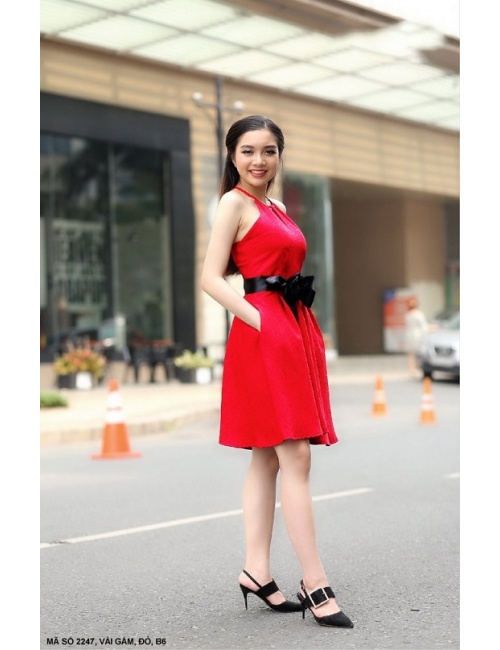 Đầm Xòe Cột Nơ Eo - 2247