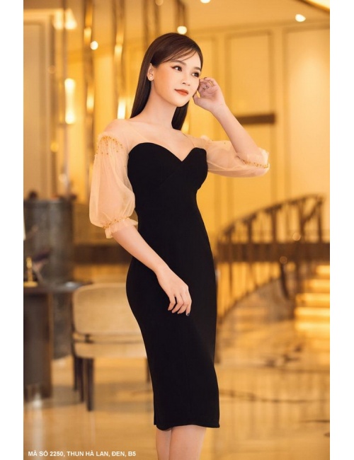Đầm Cúp Ngực Tay Lưới - 2250
