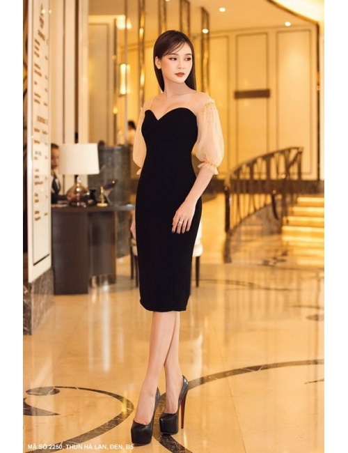 Đầm Cúp Ngực Tay Lưới - 2250