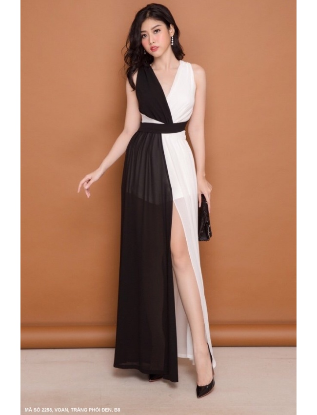 Đầm Dạ Hội 2 Màu Sang Trọng - 2258