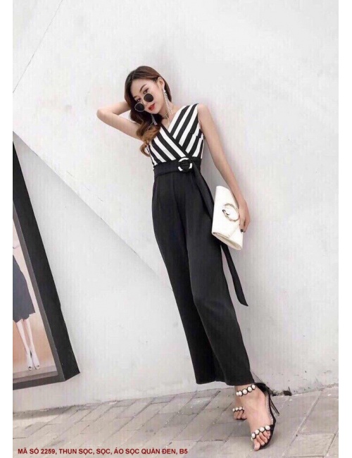 Đồ Bay Sọc Thắt Nơ Eo Cổ Chéo - 2259
