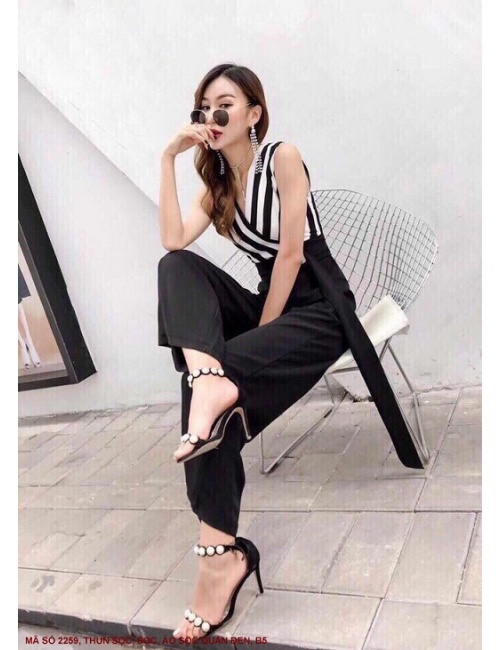 Đồ Bay Sọc Thắt Nơ Eo Cổ Chéo - 2259