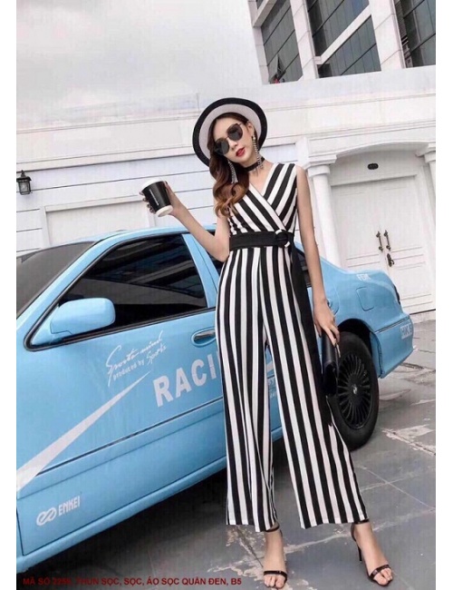 Đồ Bay Sọc Thắt Nơ Eo Cổ Chéo - 2259