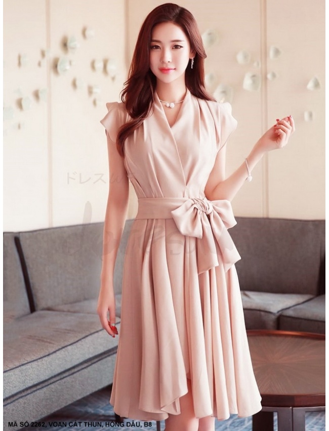 Đầm Xòe Thắt Nơ Eo - 2262