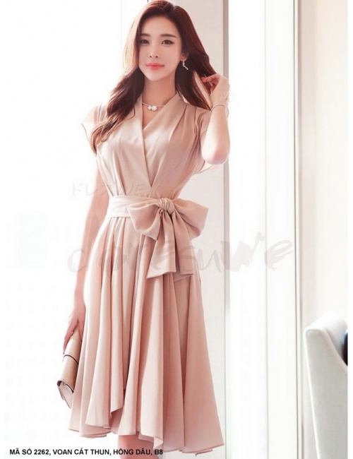 Đầm Xòe Thắt Nơ Eo - 2262