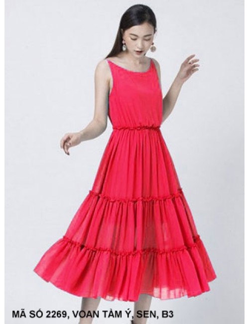 Đầm Sát Nách Dún 3 Tầng - 2269