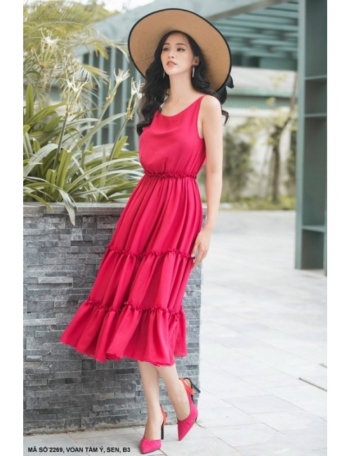 Đầm Sát Nách Dún 3 Tầng - 2269